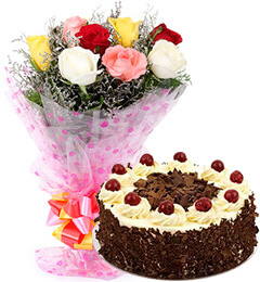 Eggless Black Forest Cake n Mix Roses